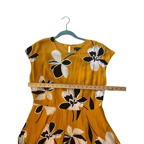 Who What Wear Dress Cap Sleeve Asymmetric Hem Midi Yellow Womens Large NWT - Picture 7 of 9